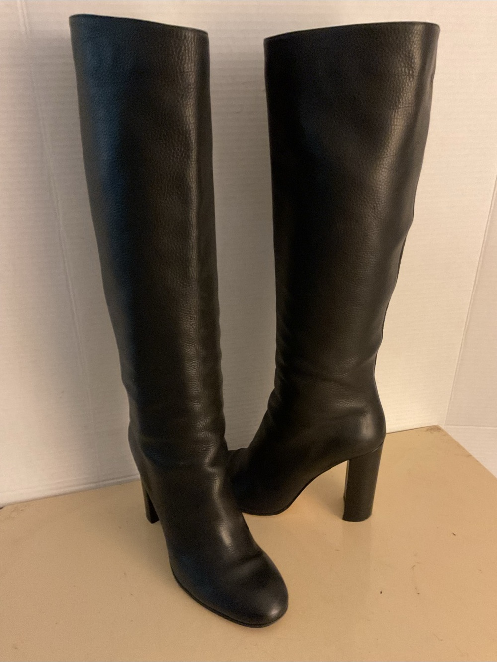 Gianvito Rossi women black leather tall knee high heel boots US 8